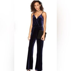 JACK by BB Dakota Velvet Wide-Leg Jumpsuit - Navy, Size S